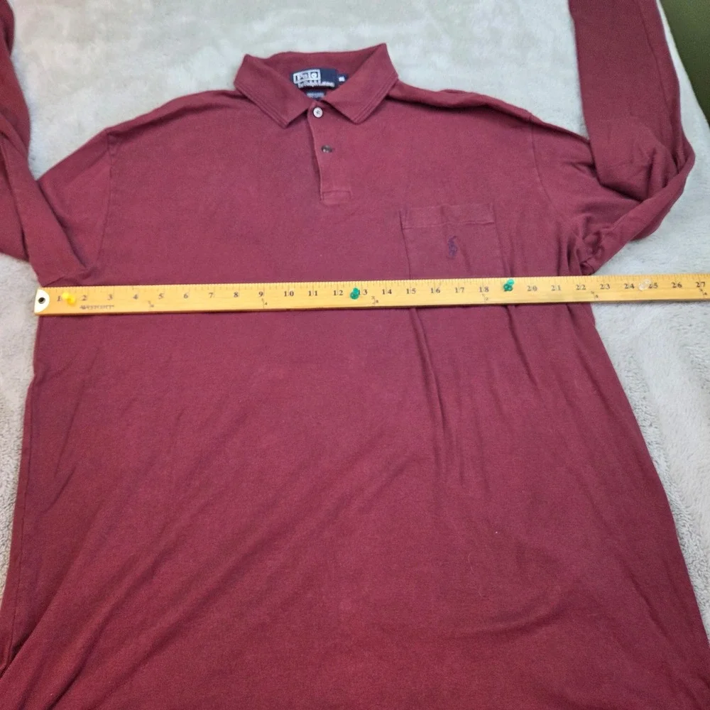 Polo Ralph Lauren Long Sleeve Polo Mens XL Pocket Embroidered Pony Logo Burgundy